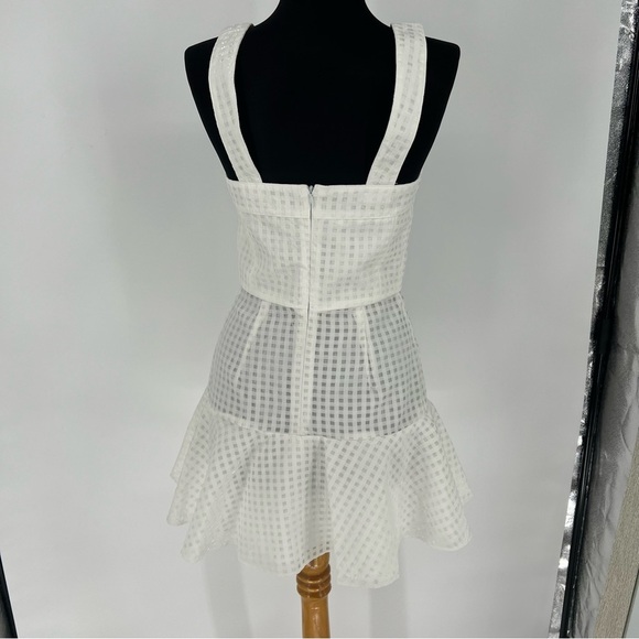 Amanda Uprichard Annalise Dress in White ANNALISE MINI DRESS IN GINGHAM ORGANZA - Picture 8 of 16